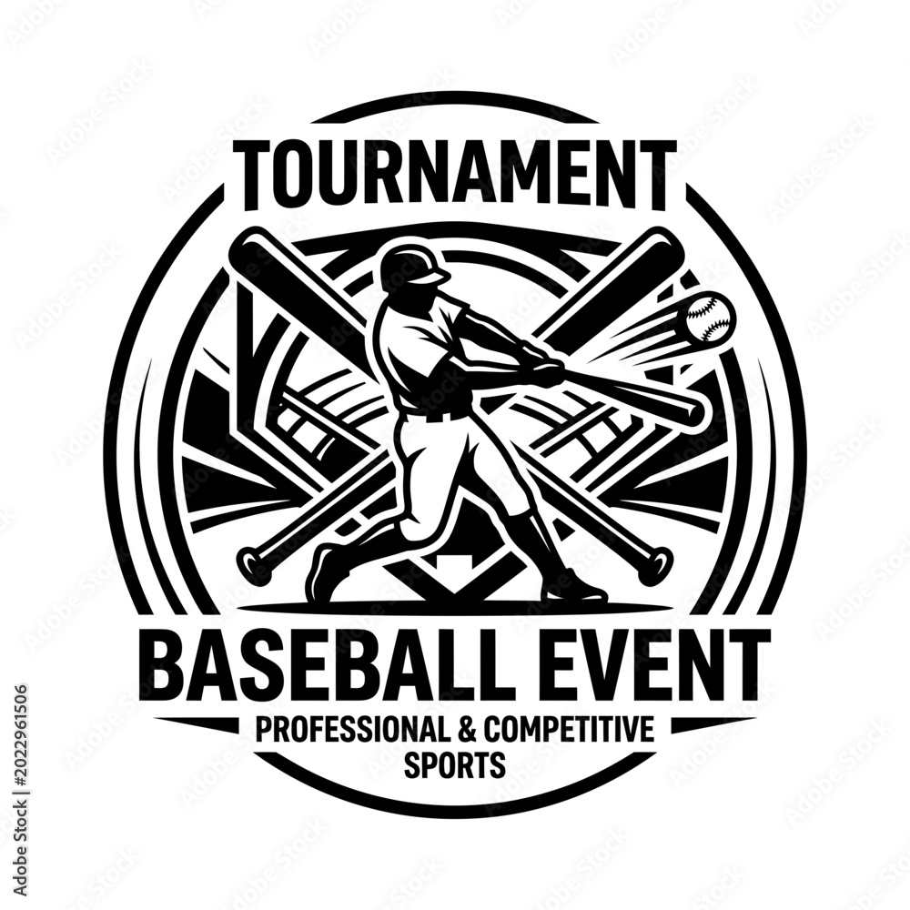 Fototapeta premium Dynamic Baseball Tournament Logo: Professional Sports Event Branding Design For High-Impact