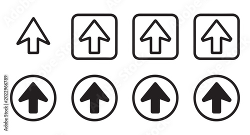 Valokuva Upward arrow vector icons including isolated designs and enclosed square or round shapes
