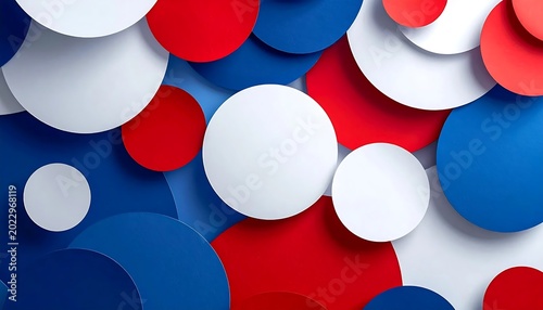 Abstract Geometric Composition of Red, White, and Blue Circles. America Independence day background. 4th of July, Independence day