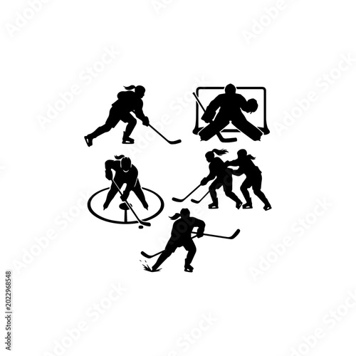 Canvas Print Ice Hockey Match Silhouette Vector Illustration