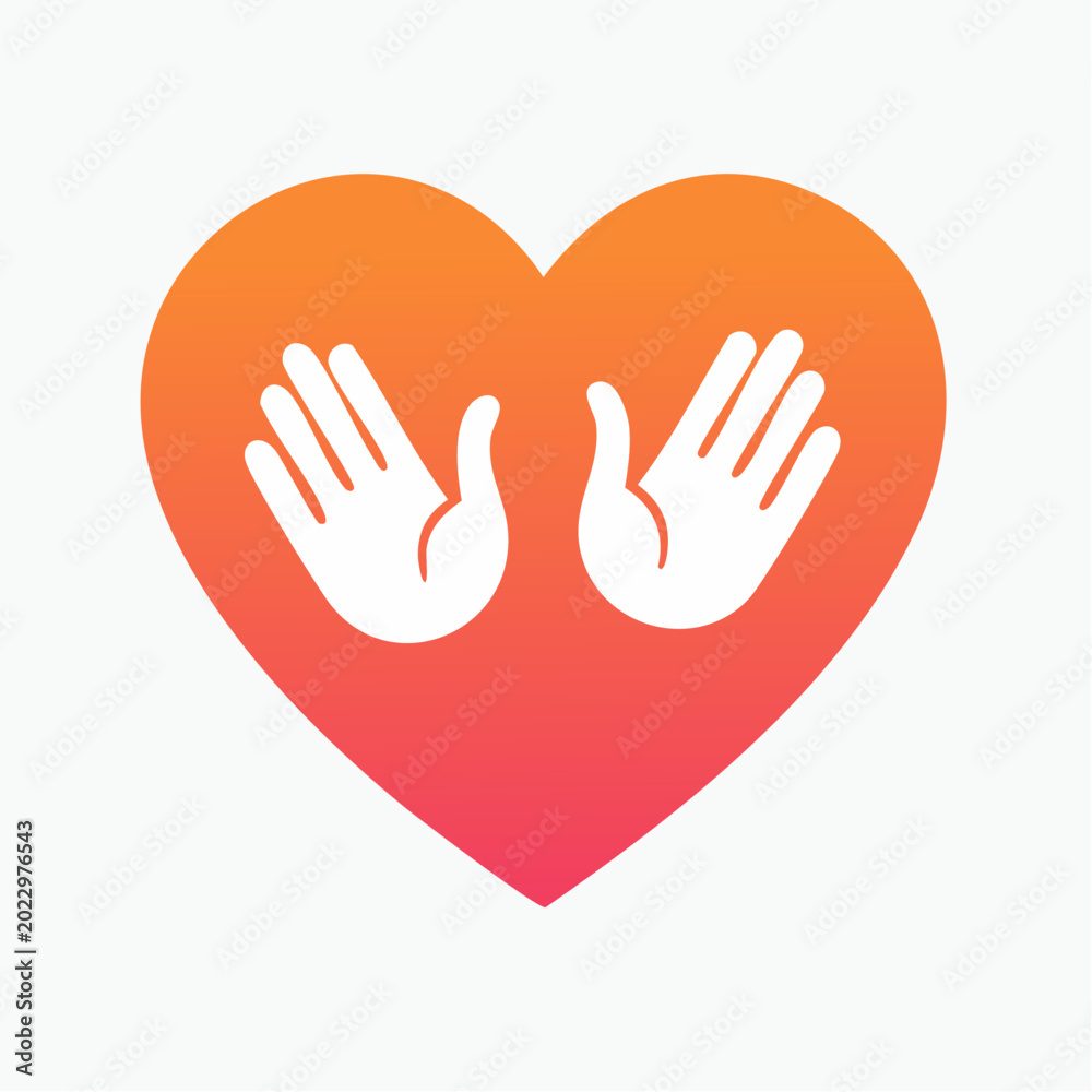 Fototapeta premium Heart with Open Hands Icon