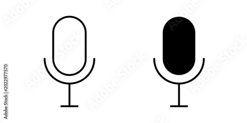 Schilderij op canvas Microphone icon in outline and solid style, isolated on white background