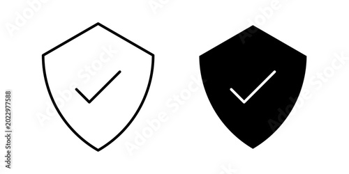 Canvastavla Shield check icon in outline and solid style, isolated on white background