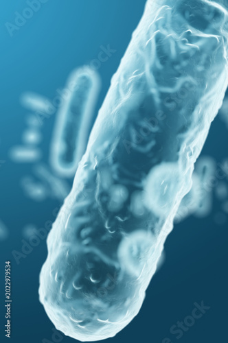 Enterobacteriaceae, gram-negative rod-shaped microbes of intestinal microbiome, causative agents of infections. 3D rendering illustration