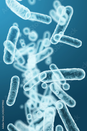 Enterobacteriaceae gram-negative rod-shaped bacteria, intestinal microbiome flora and infection-causing microorganisms. 3D rendering illustration