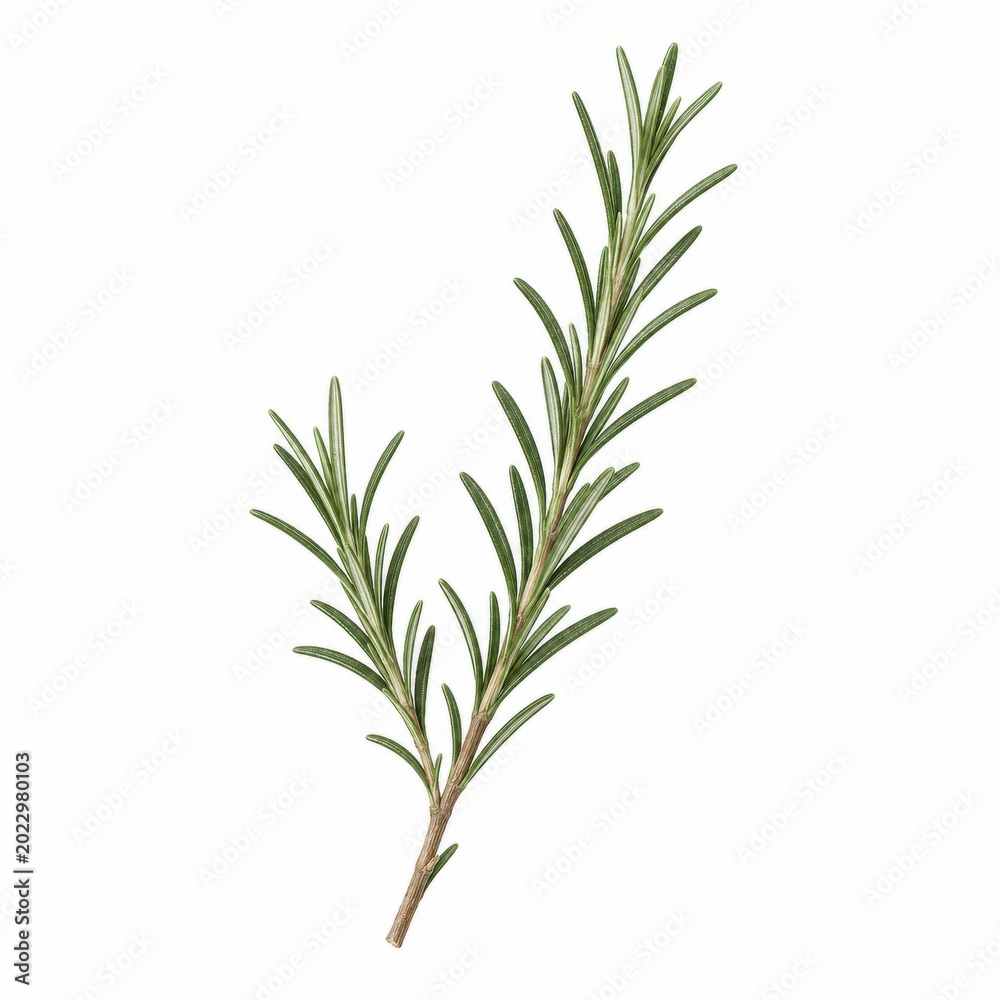 Obraz premium Fresh Rosemary Sprig Isolated on White Background Ideal for Culinary and Herbal Uses with Aroma and Flavor Enhancements in Cooking