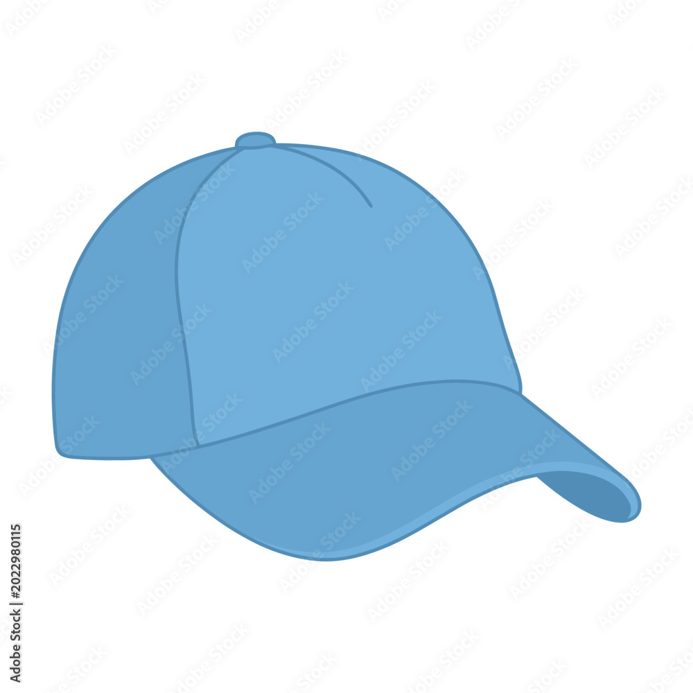 Fototapeta premium Light blue baseball cap with curved brim isolated