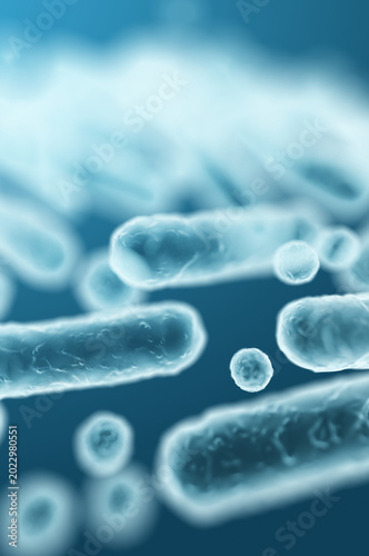Enterobacteriaceae, gram-negative rod-shaped bacteria, intestinal microbiome organisms and causative infection agents. 3D rendering illustration