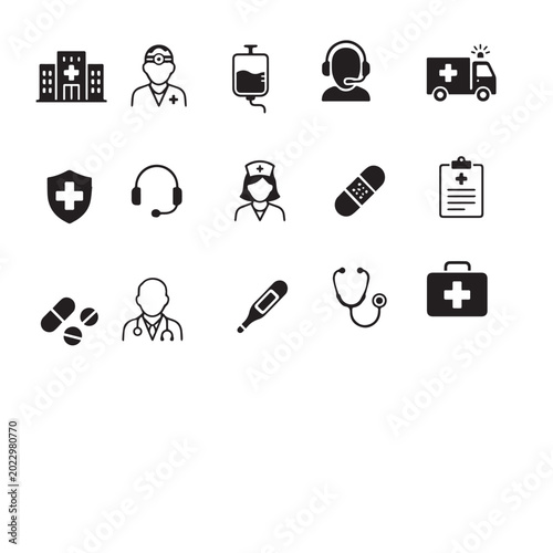 Modern Healthcare Medical Icon Set Flat Vector Collection