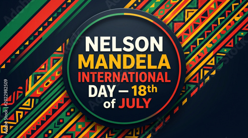 Nelson Mandela International Day celebration banner with African culture pattern design for social awareness branding marketing campaign