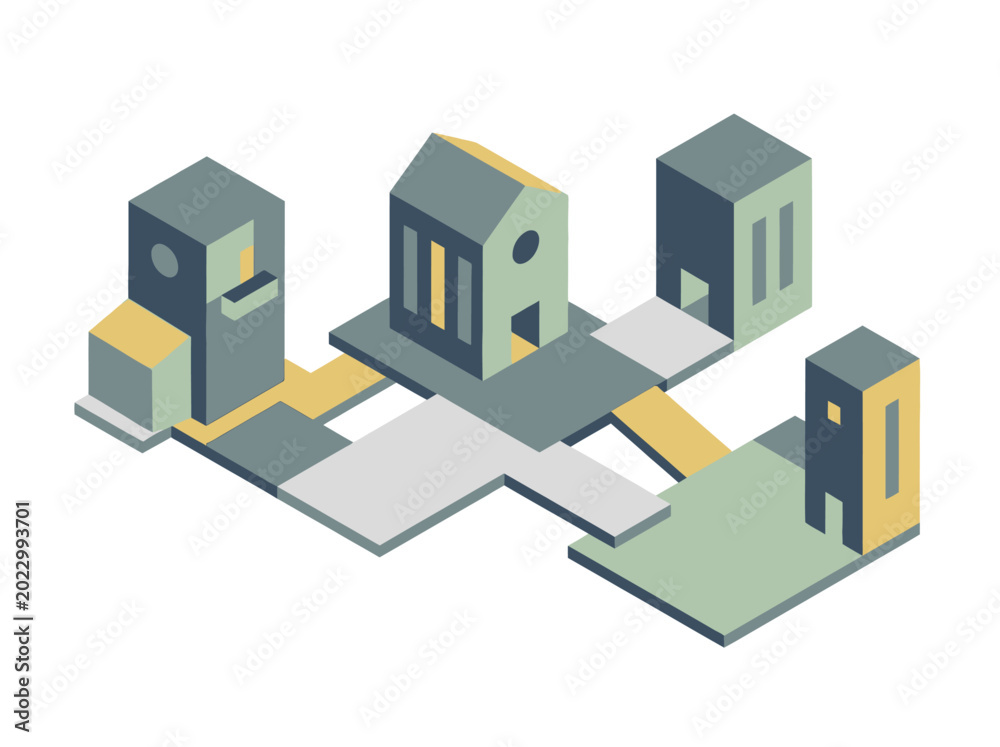 Fototapeta premium Isometric illustration of modern buildings.