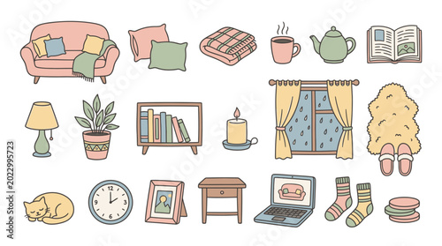 Bilde på lerret Cozy home interior with furniture and decor comfortable living room setup with c