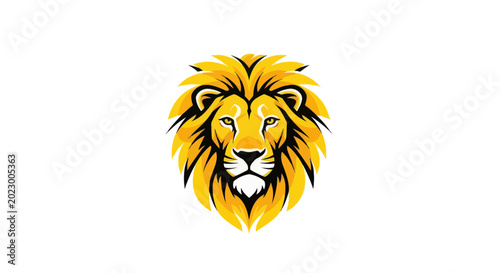 Foto Majestic Lion Head Logo, Fierce Roaring King of the Jungle, Golden Mane