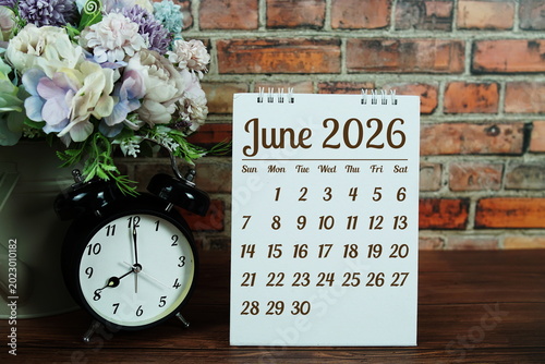 June 2026 annual monthly desk calendar for planning and management