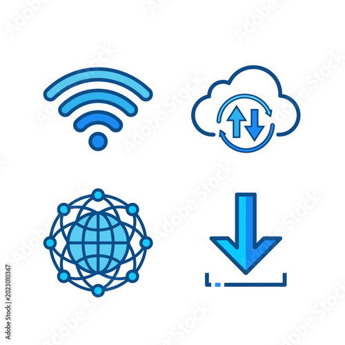 icons representing internet and network connection.