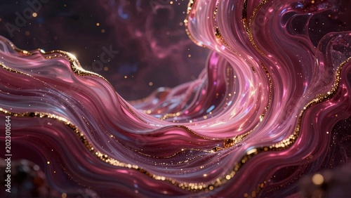 Abstract Purple and Gold Liquid Flow Luxury Background