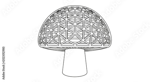 Foto Geometric Mushroom Outline Lamp Design Isolated on White Background