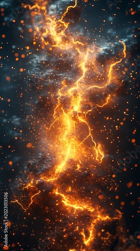 Celestial discharge: a radiant flow of energy amidst cosmic nebulosity