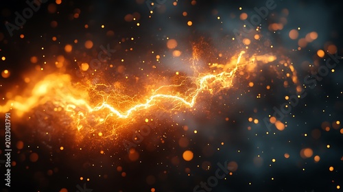 Electric Discharge and Luminous Particles Creating an Abstract Sci-fi Effect