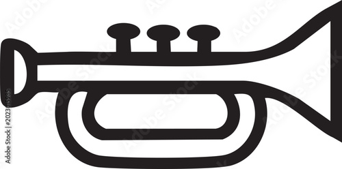 Quadro su tela Trumpet Musical Instrument Icon Outline Illustration