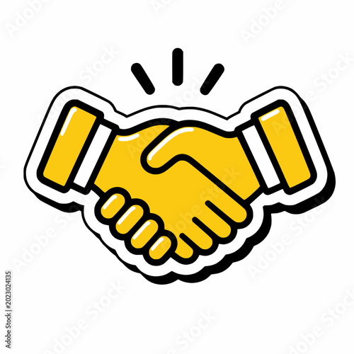 Handshake cartoon sticker icon vector