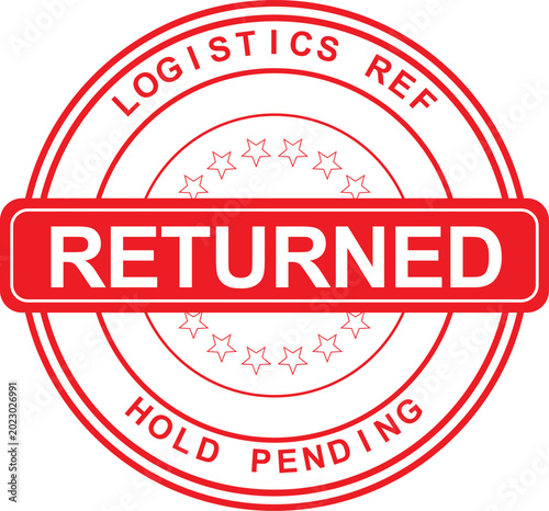 Fotografie Official red and white circular rubber stamp graphic indicating a cargo manifest