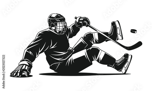 Canvas Print Hockey silhouette, hockey vector, ice hockey illustration, hockey design pack, h