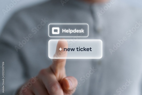 Helpdesk support ticket creation using a digital hologram interface for technology