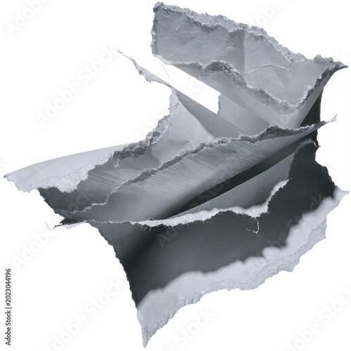 Abstract Gray Torn Paper Layers Artistic Background Isolated