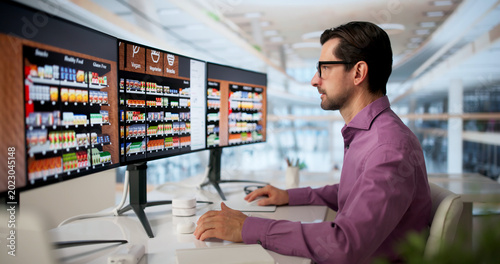 Tableau sur toile Retail Manager Uses Computer
