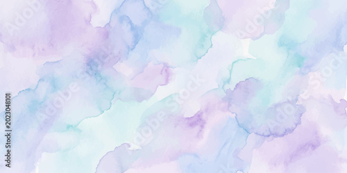 Fotografie Soft pastel watercolor washes in a harmonious dance of color, where gentle hues blend into dreamy textures, evoking a sense of calm and ethereal beauty
