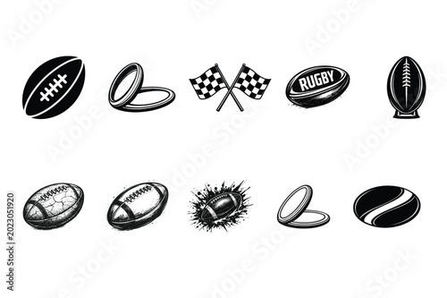 Rugby Ball SVG Bundle with Sports Ball Icons and Rugby Graphics