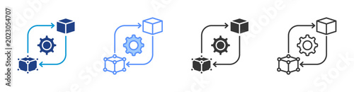 Digital Twin icon set multiple style collection	

