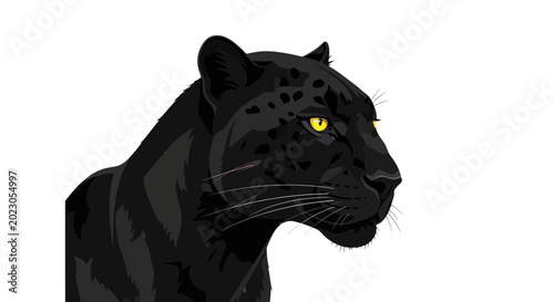 Photography Black Panther Portrait - Majestic Wild Cat with Yellow Eyes