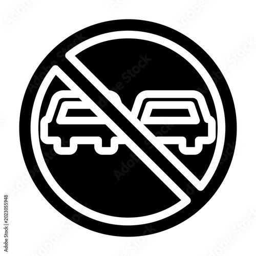 Foto No Overtaking Sign Vector Line Icon Design