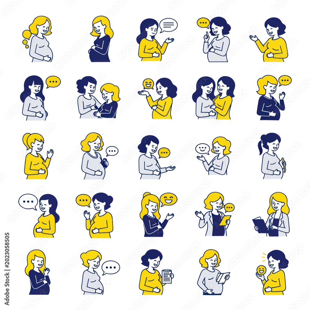 Fototapeta premium Pregnancy and Motherhood: Diverse Women Chatting, Sharing, and Gesturing