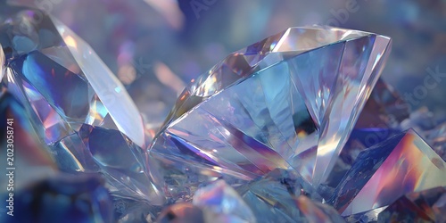 iridescent crystals with glowing prism-like shine for luxury jewelry and elegant decor
