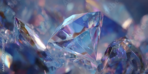 sparkling colorful crystals and gemstones with iridescent light effects for jewelry and luxury design
