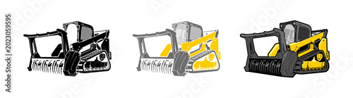 Skid steer loader logo vector Set Multiple Style Collection.