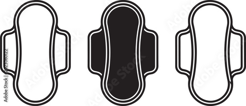 Sanitary pad icons set vector illustration isolated on transparent background for feminine hygiene and menstrual care.