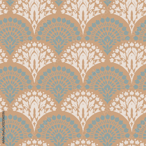 Fotografija Boho Decorative Fan Ornament Seamless Pattern