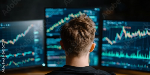 analyzing stock market data on multiple monitors for trading and investment strategies