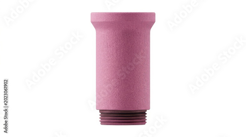Purple plastic connector with threaded ends for plumbing or piping applications.