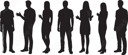Group of people silhouettes standing in a row