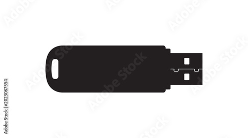 Fotografie Usb flash drive silhouette on a white background