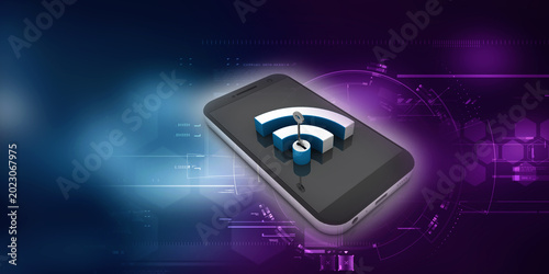 Canvas Print 3d illustration Transmitter mobile WiFi