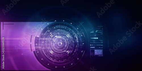 2d illustration Abstract futuristic electronic circuit technology background