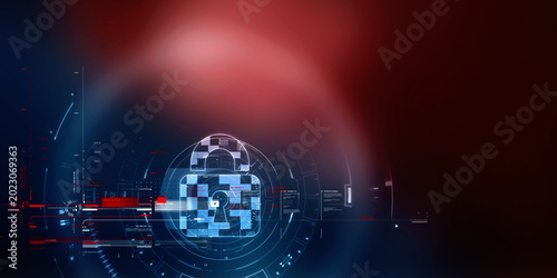 2d illustration Safety concept: Closed Padlock on digital background
