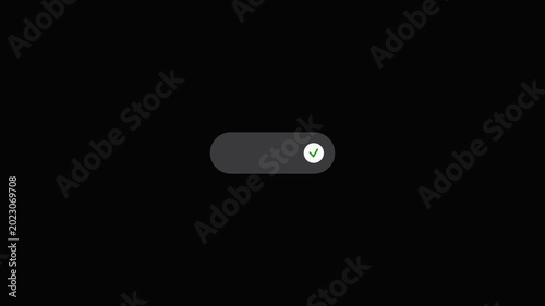 Close-up of a modern toggle switch with gradient blue and white design on black background