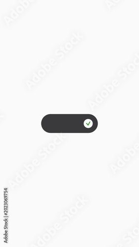 Modern blue toggle switch button on white background, user interface control element